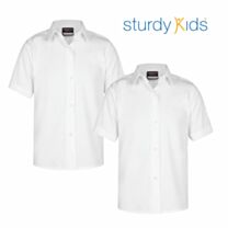 Girl's White Short Sleeve Blouses - Twin Pack