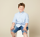 Light Blue Boys Plus size, Generous Fit, Oxford Weave, Long Sleeved Shirt, 32-46in Chest