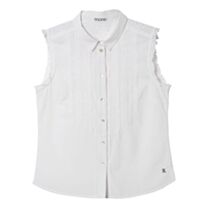 Girls Sturdy Fit Broderie Sleeveless Shirt (White) Ages 6-13