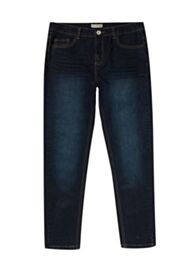 Dark Blue Boys Sturdy Fit Adjustable Waist Jeans With Contrast Stitch