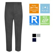 Brown Navy Half Elastic Extra Sturdy Fit Junior Trousers Black Grey Charcoal 