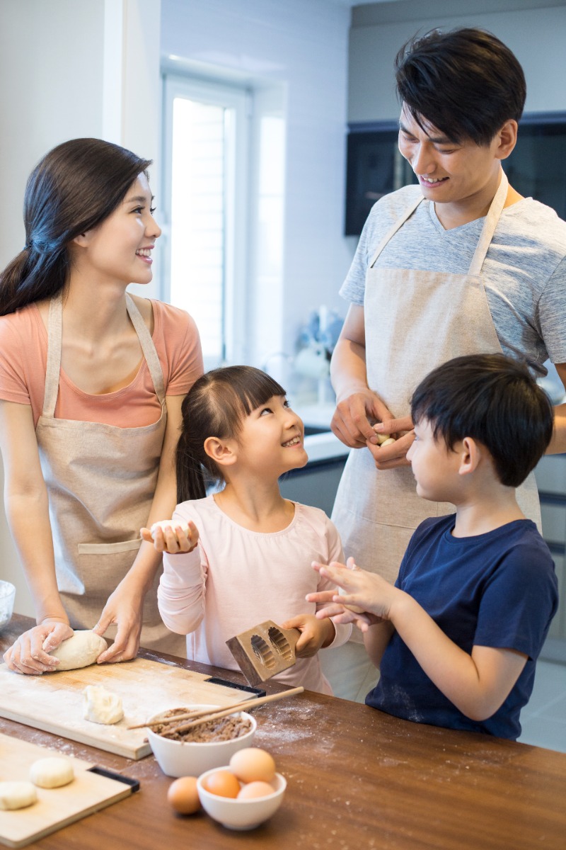 happy family baking together